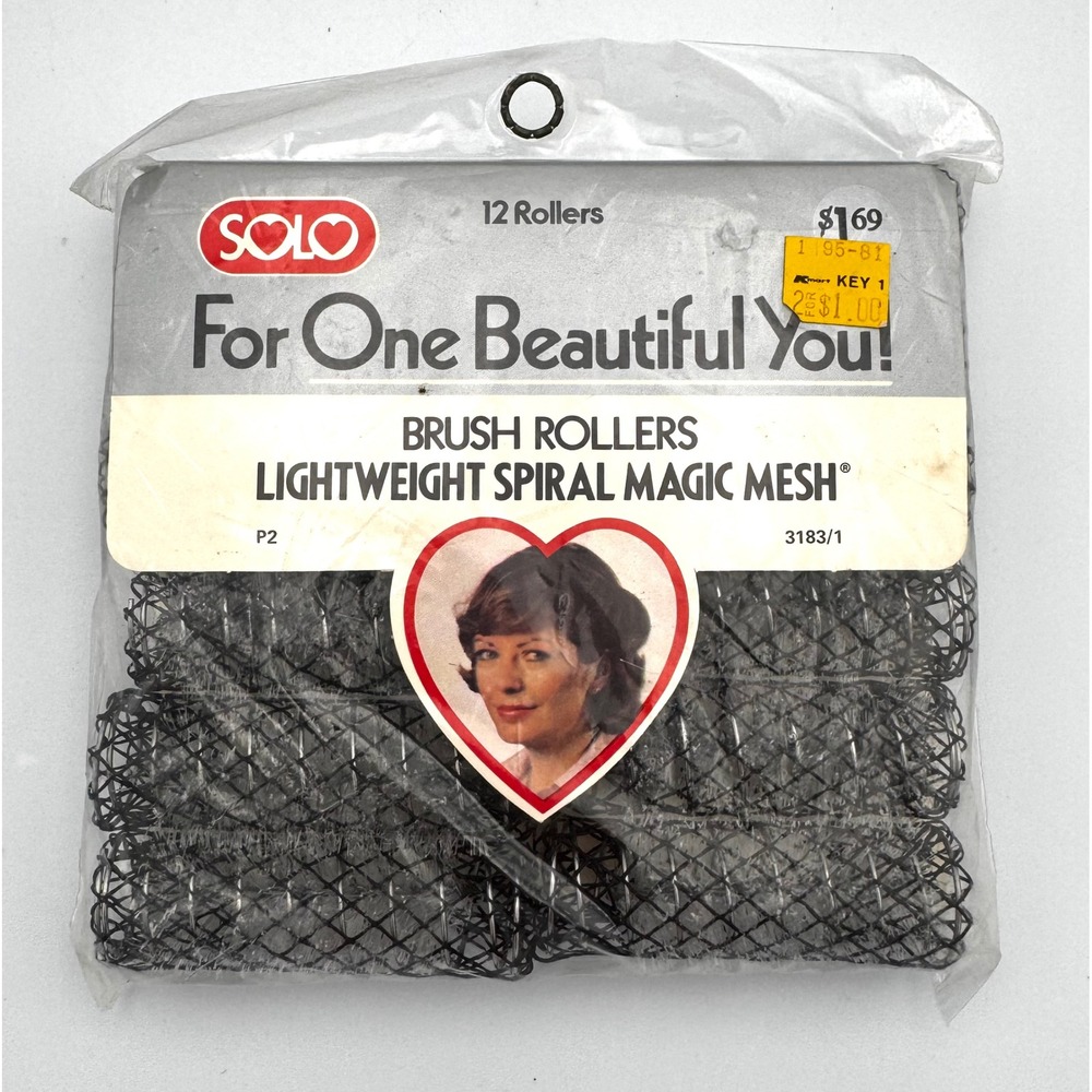 Vintage Solo Brush Rollers Lightweight Spiral Magic Mesh 12 Pack New Sealed